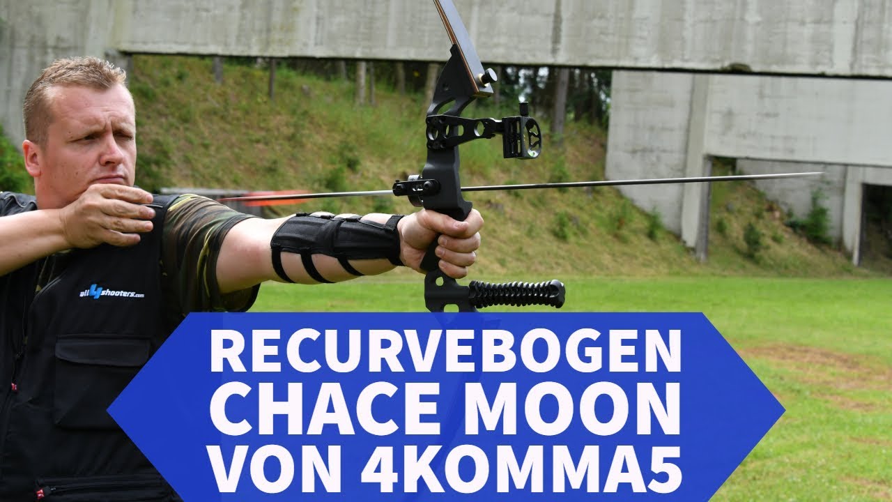 Recurvebogen schie&szlig;en: der Hawk Chace-Moon Recurve Bogen von 4komma5 auf dem Schie&szlig;stand