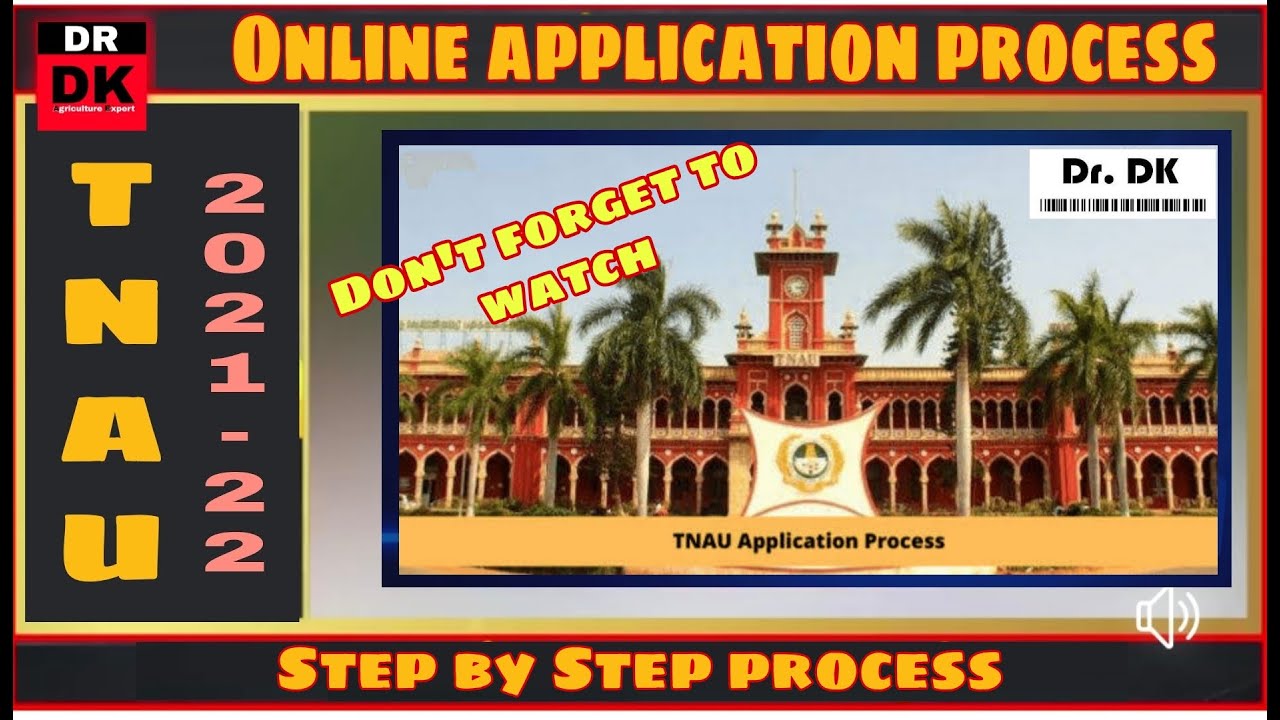 TNAU | ONLINE APPLICATION | BSc AGRI | 2021-22 | STEP BY STEP PROCESS