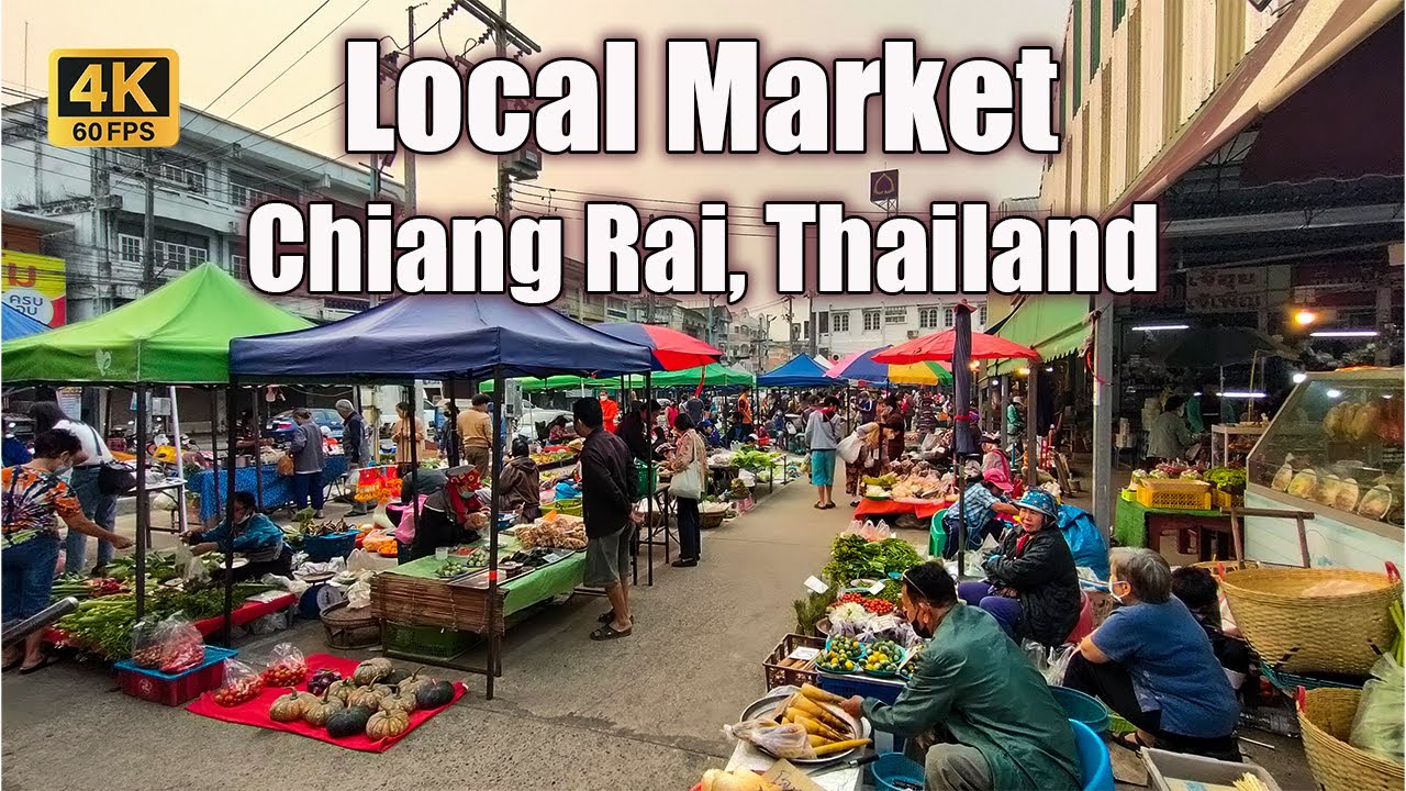 [4K🇹🇭] Short Walking at Small But Beautiful Local Market in Chiang Rai | Travel in Thailand