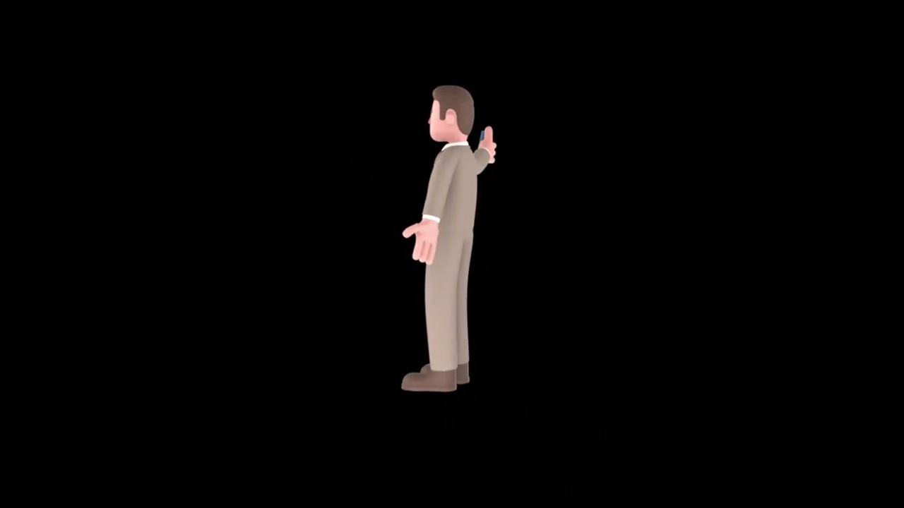 3D Cartoon Lawyer Turntable | Excited Phone Showing Pose