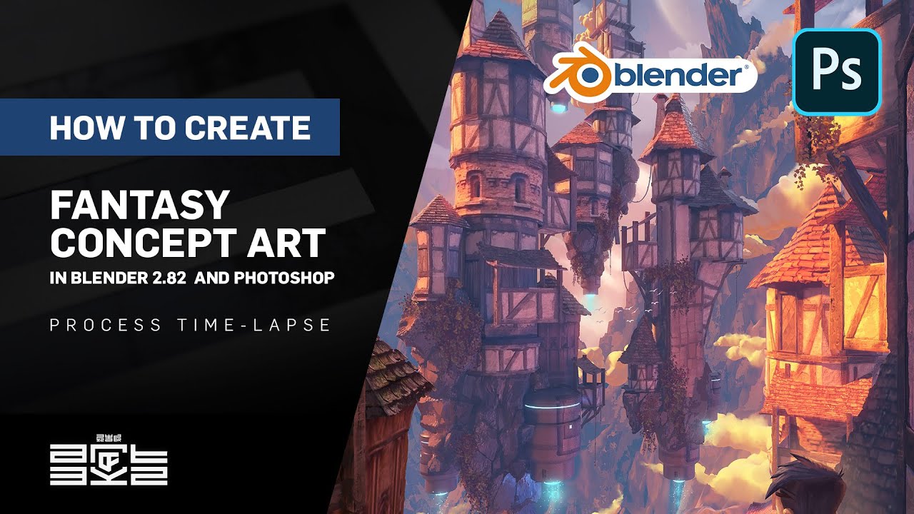 How to Create Fantasy Concept Art in Blender 2.82 and Photoshop / Process Time-lapse