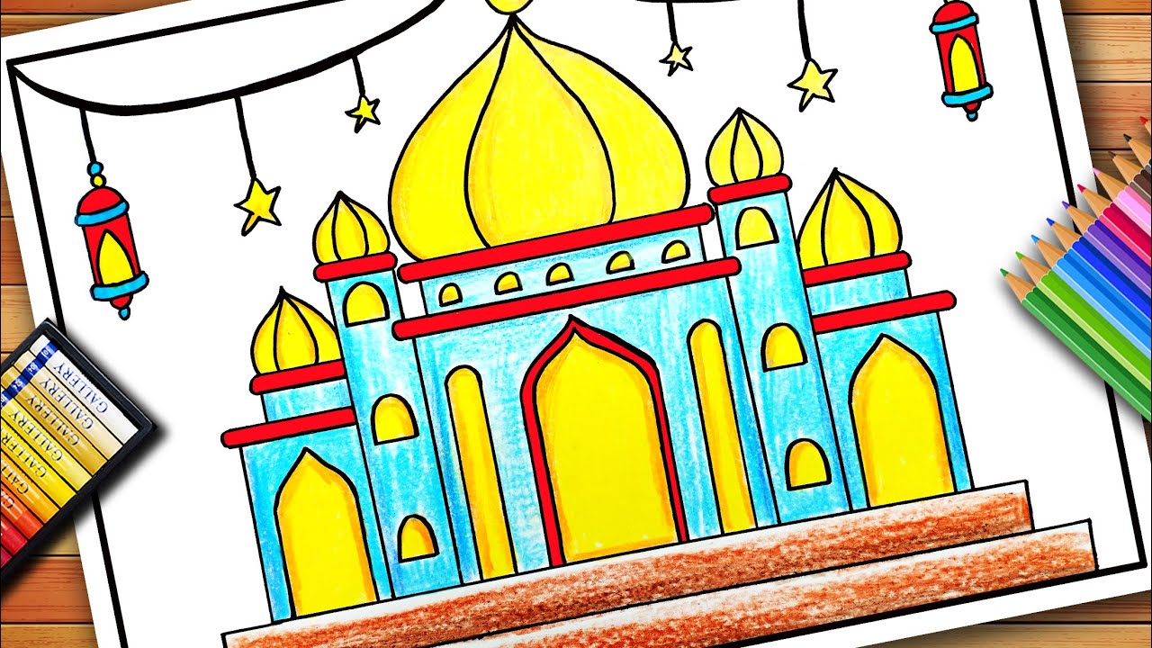 Ramadan Drawing | Ramazan Drawing | Eid Festival Drawing | Eid UL Fitr Drawing | Mosque Drawing