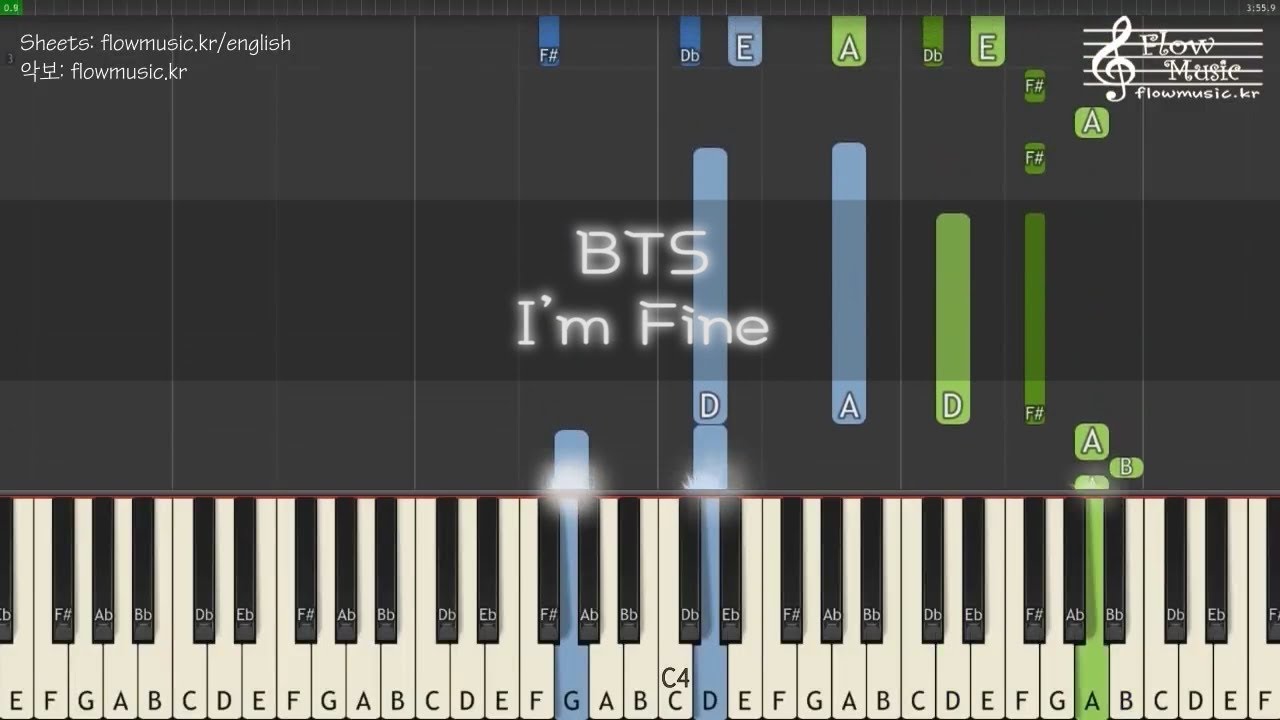 BTS (방탄소년단) - I'm Fine Piano Tutorial 피아노 배우기