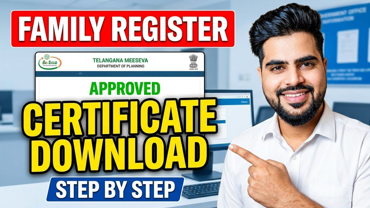 Telangana meeseva portal approve family register certificate download process 