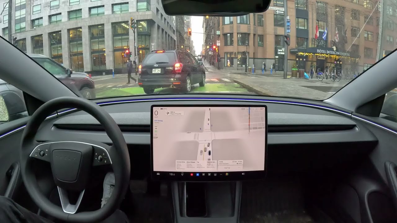 Tesla FSD 14.2: Montreal, Victoria Bridge, Brossard