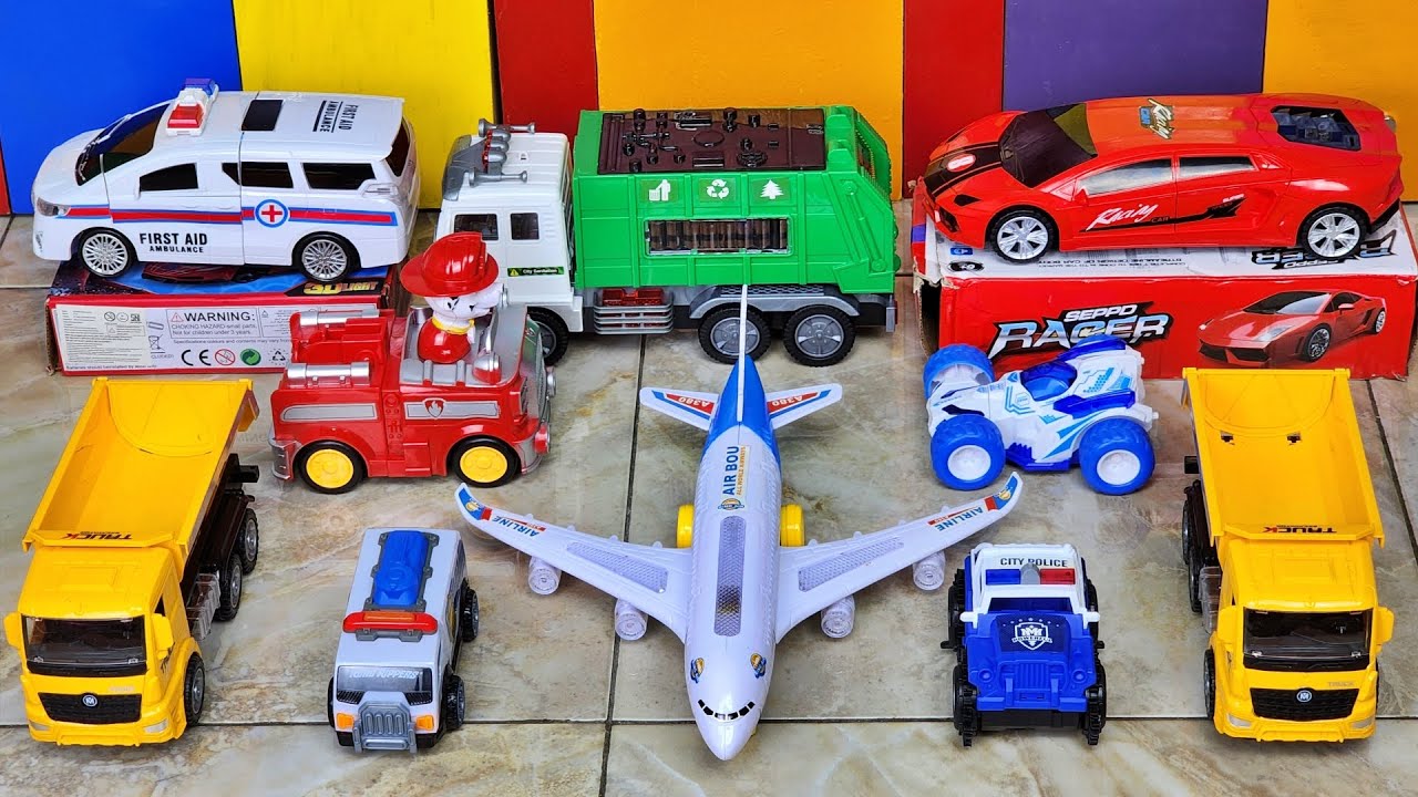 Bermain Mobil Polisi, Pemadam kebakaran, Firefighter, Ambulance, Pesawat, Paw Patrol, Truk Sampah