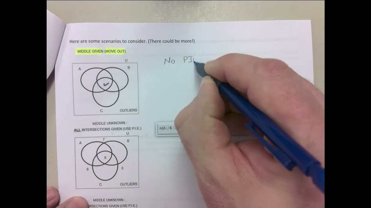 INTRO TO SET THEORY 3 SETS PROBLEMS (MIDDLE GIVEN)