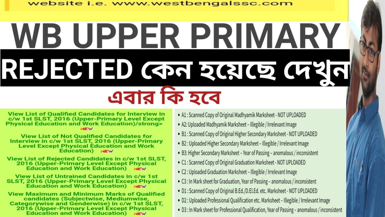 WBSSC UPPER PRIMARY INTERVIEW LIST |LIST OF QUALIFIED,NOT QUALIFIED,UNTRAINED,CUT OFF | REJECTED কেন