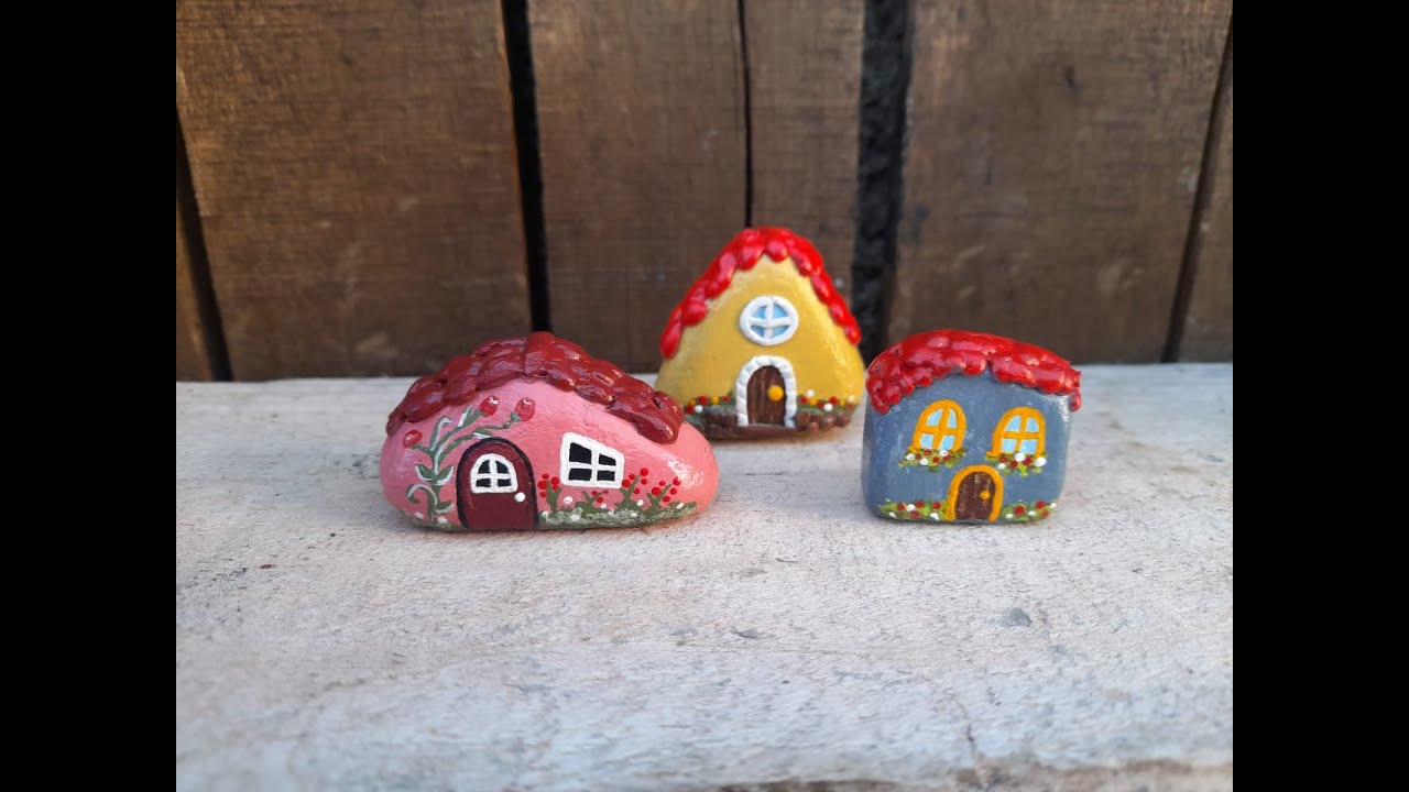 CASINHAS DE PEDRA - PASSO A PASSO- PEDRAS PINTADAS 