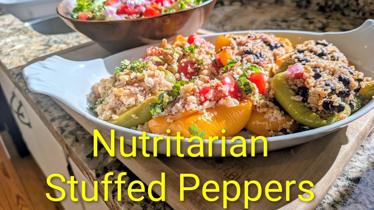 Nutritarian Stuffed Bell Peppers 2 Ways #nutritarianrecipes #plantbased 