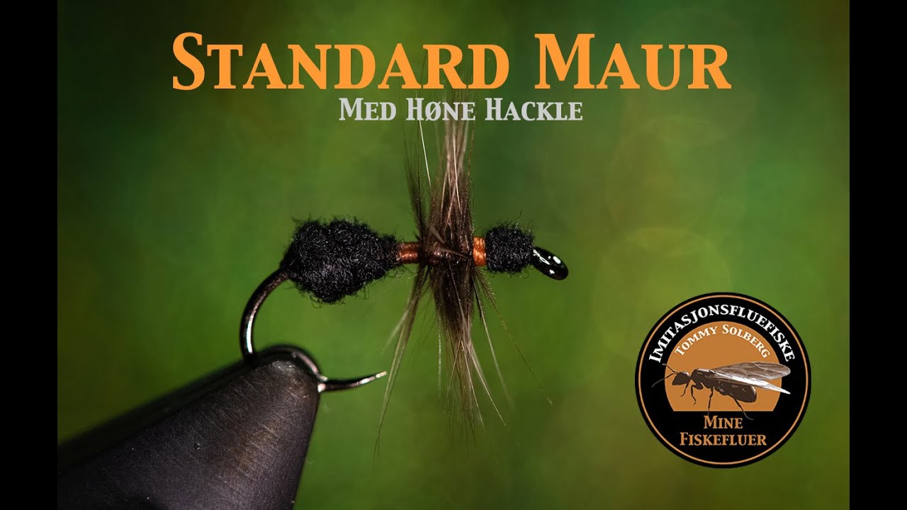 Standard Maur med hønehackle. Mine fiskefluer og imitasjonsfluefiske. Fluebinding av maur.
