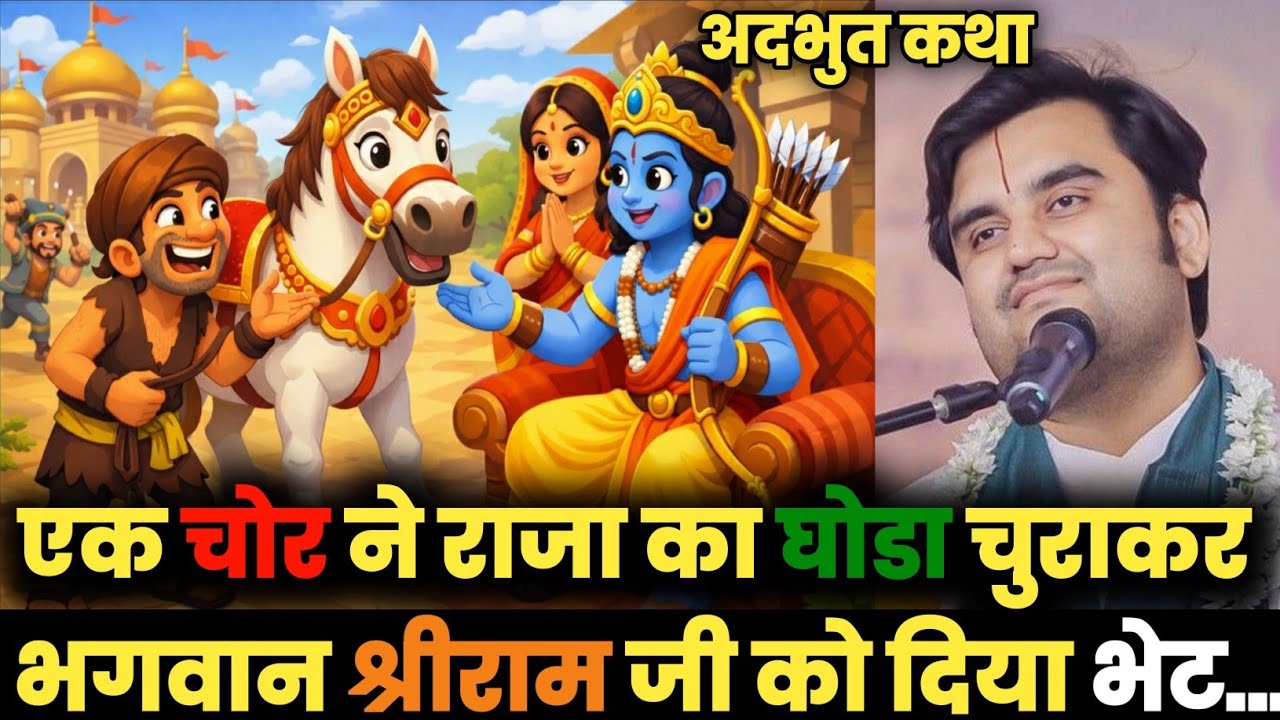🤣 एक चोर ने रजा का घोडा 🐎 चुराकर भगवान श्री राम जी के दिया भेट🎁 | Indresh ji Katha| Indresh Upadhyay