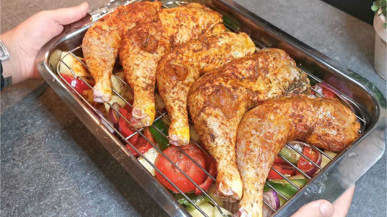 Cuisses de Poulet rôtie très tendre et juteux avec pommes de terre, repas délicieux et facile #74
