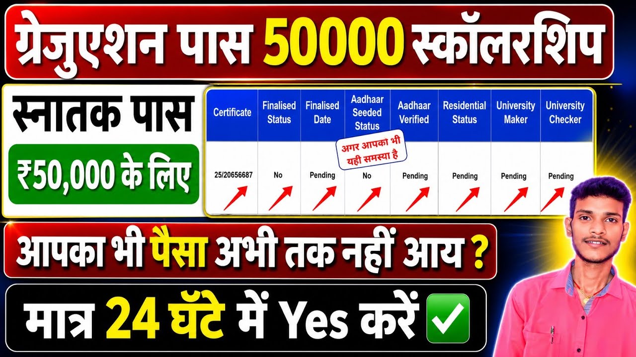 24 घंटे में Yes ✅ करें || Graduation Scholarship Maker Checker, Finalization, Under Process Problem