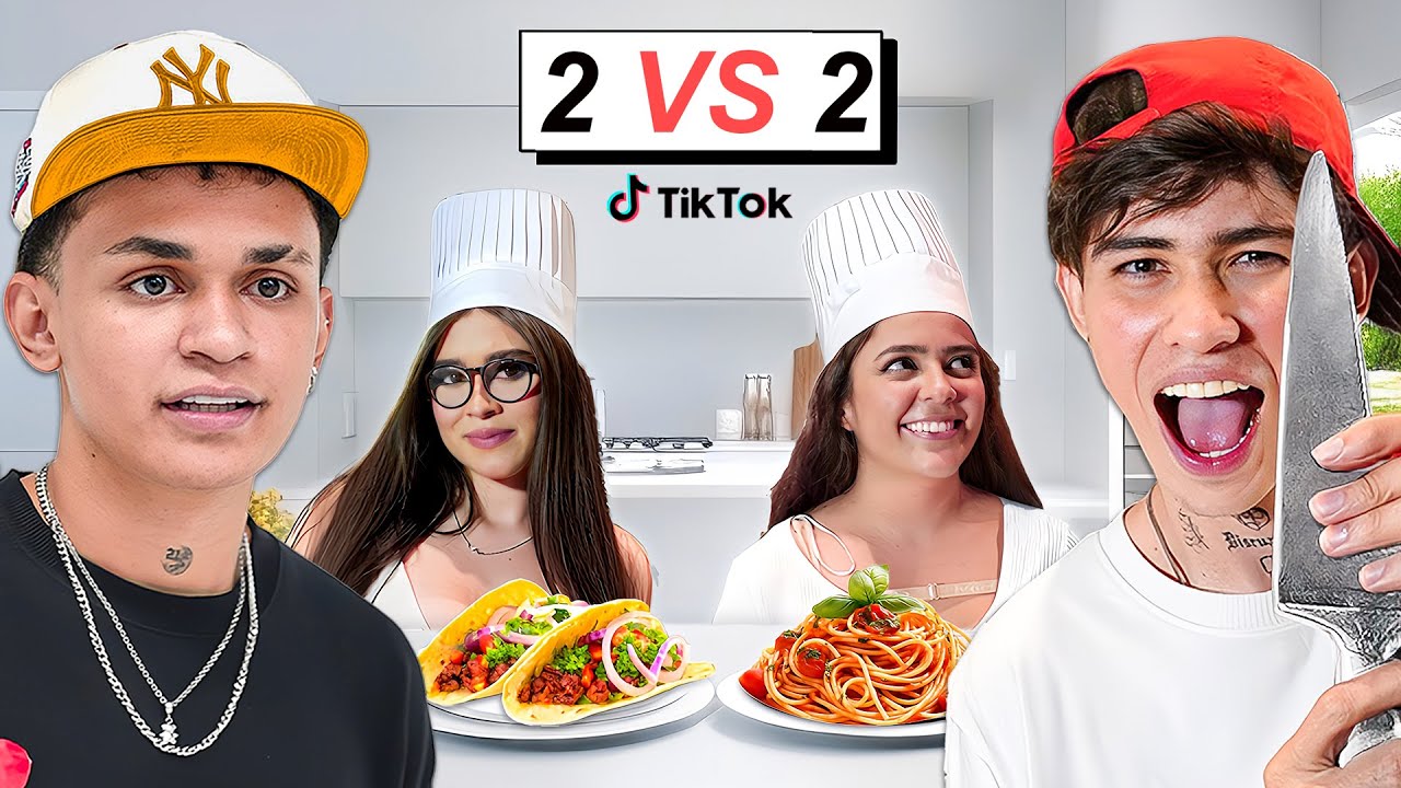 BATALLA DE COMIDAS DE TIKTOK EN PAREJAS VS ANDY | 2 VS 2