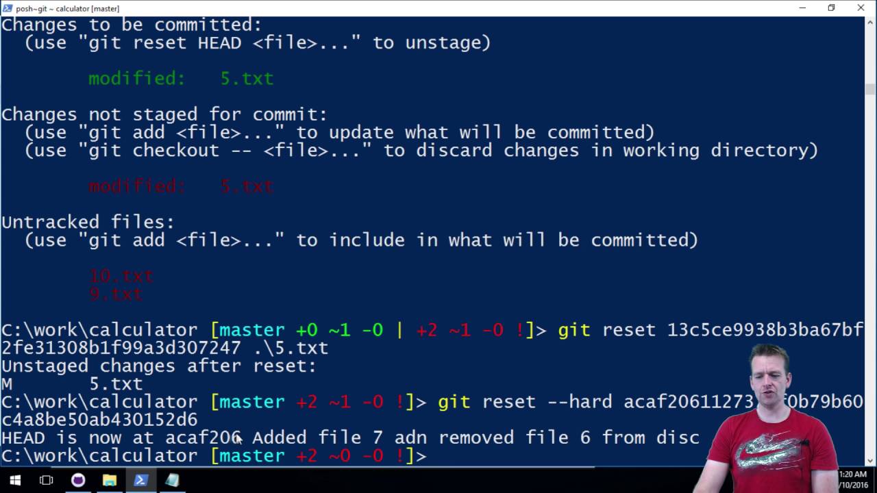 Git Reset - hard option - to remove everything