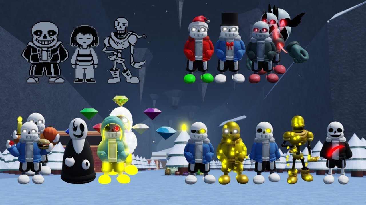 Untitled Sans Battles showcase all badge characters ft. gfb,dust,anti