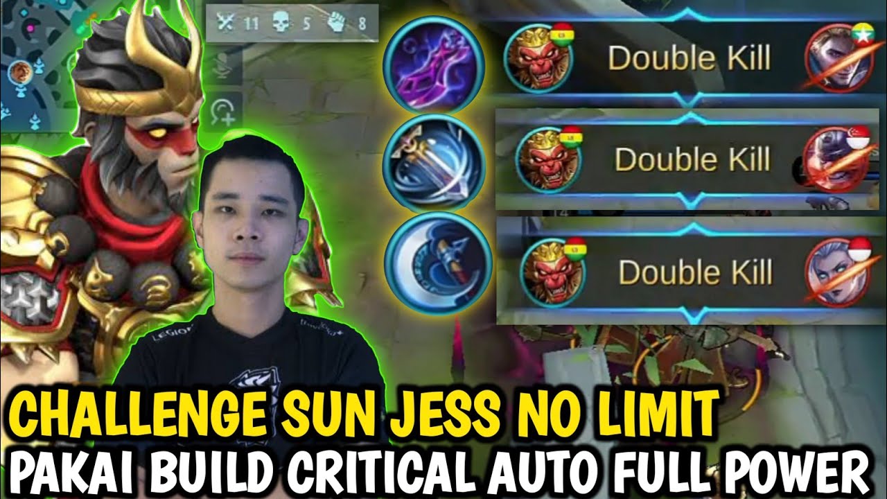 SUN JESS NO LIMIT CHALLENGE BUILD CRITICAL, DAMAGE OP PARAH AUTO FULL POWER - Sun Mobile Legends