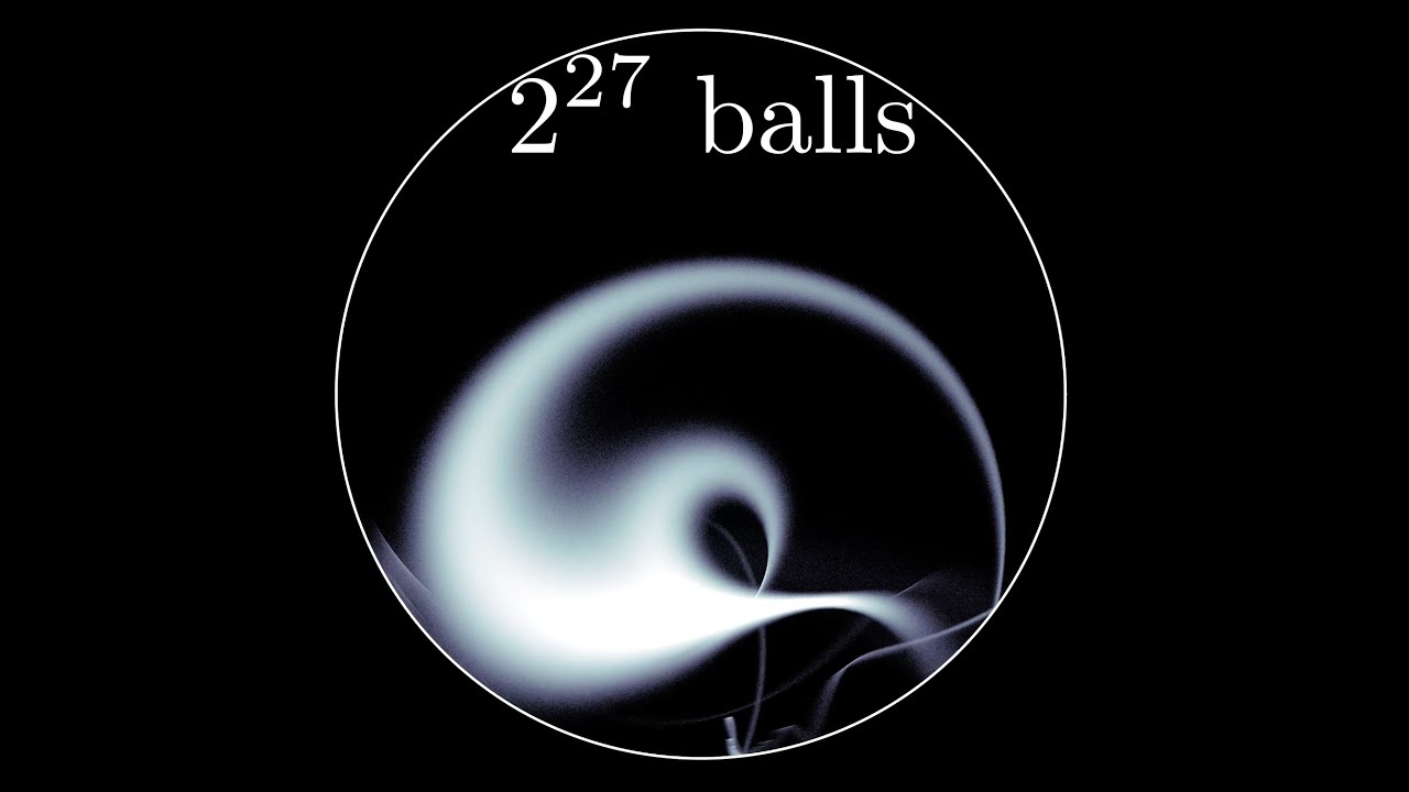 2^27 balls dropped inside a circle