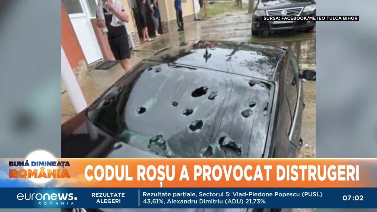 Urmările codului roșu de vijelii și grindină: tavan prăbușit într-un mall și copaci doborâți