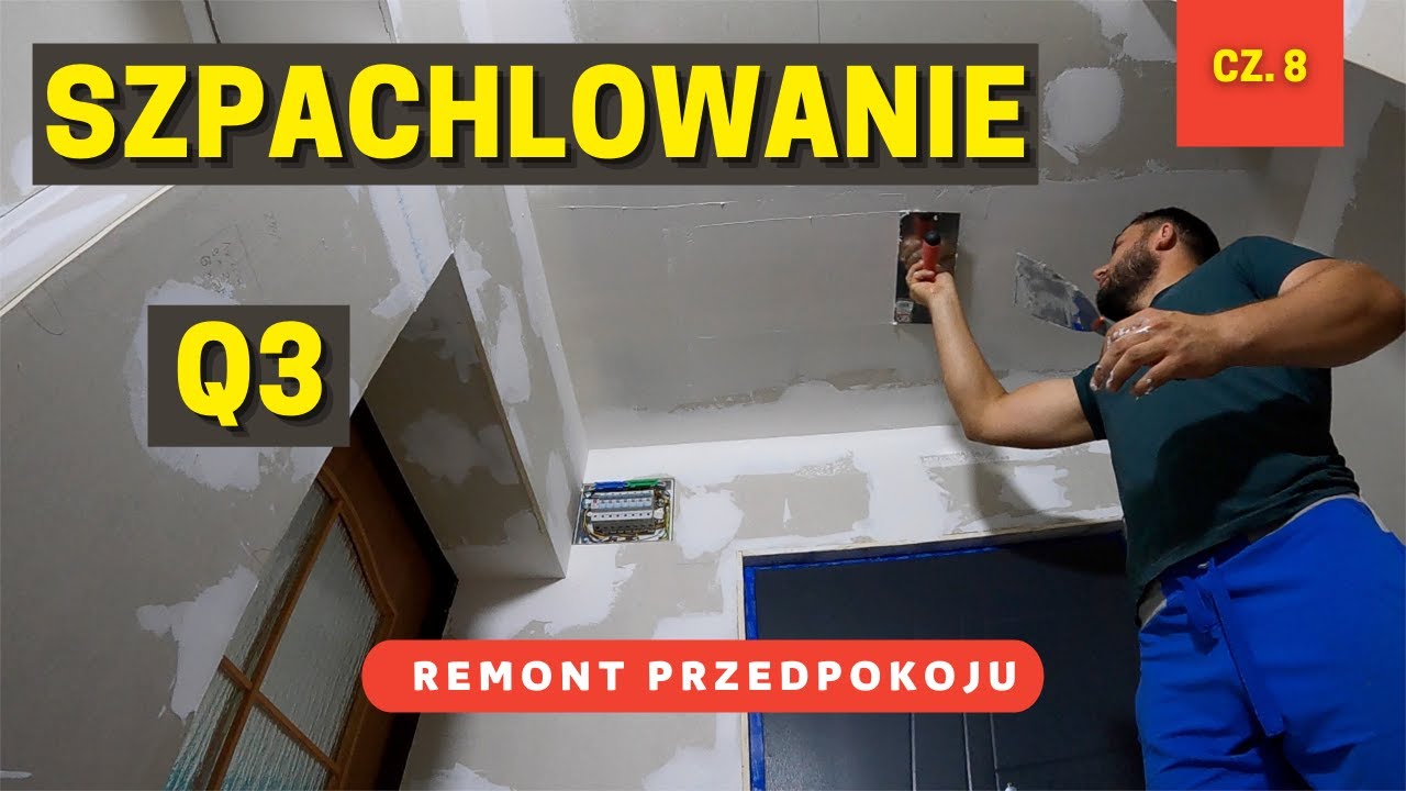 Szpachlowanie Q3 | cieniowanie łączeń | masą Altas GTA | remont przedpokoju cz. 8