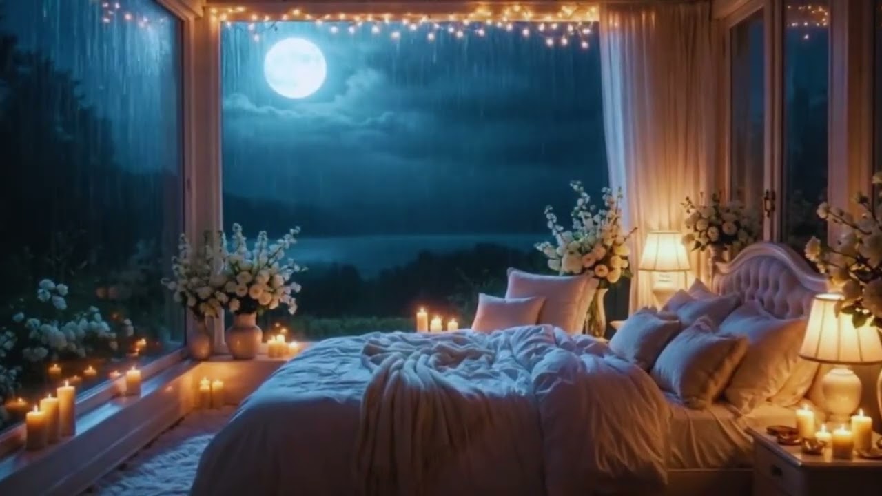 🌙 How I Fall Asleep Fast with Moonlit Rain 🌧️ | Cozy Night Ambience & Deep Sleep Music (12 Hours)