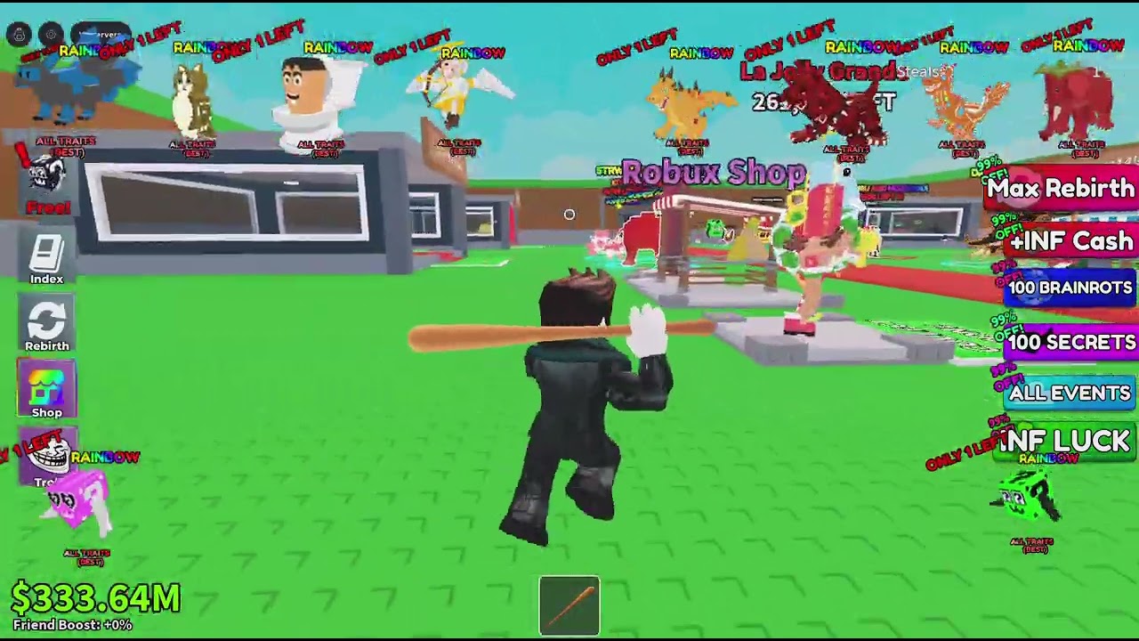 Roblox mod de Steal a brainrot recogemos muchos brainrots super chetados
