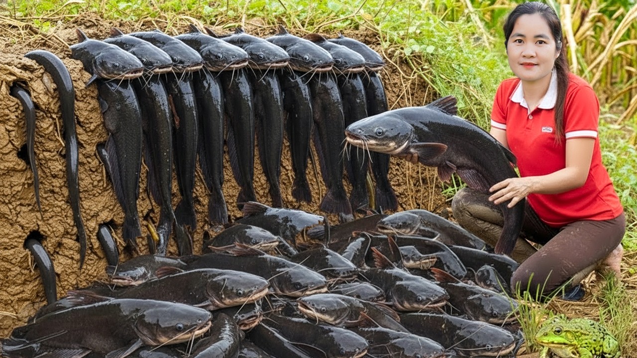 Harvesting Fresh Fish & Field Eels from the Countryside & Goes Market to Sell – Survival Life