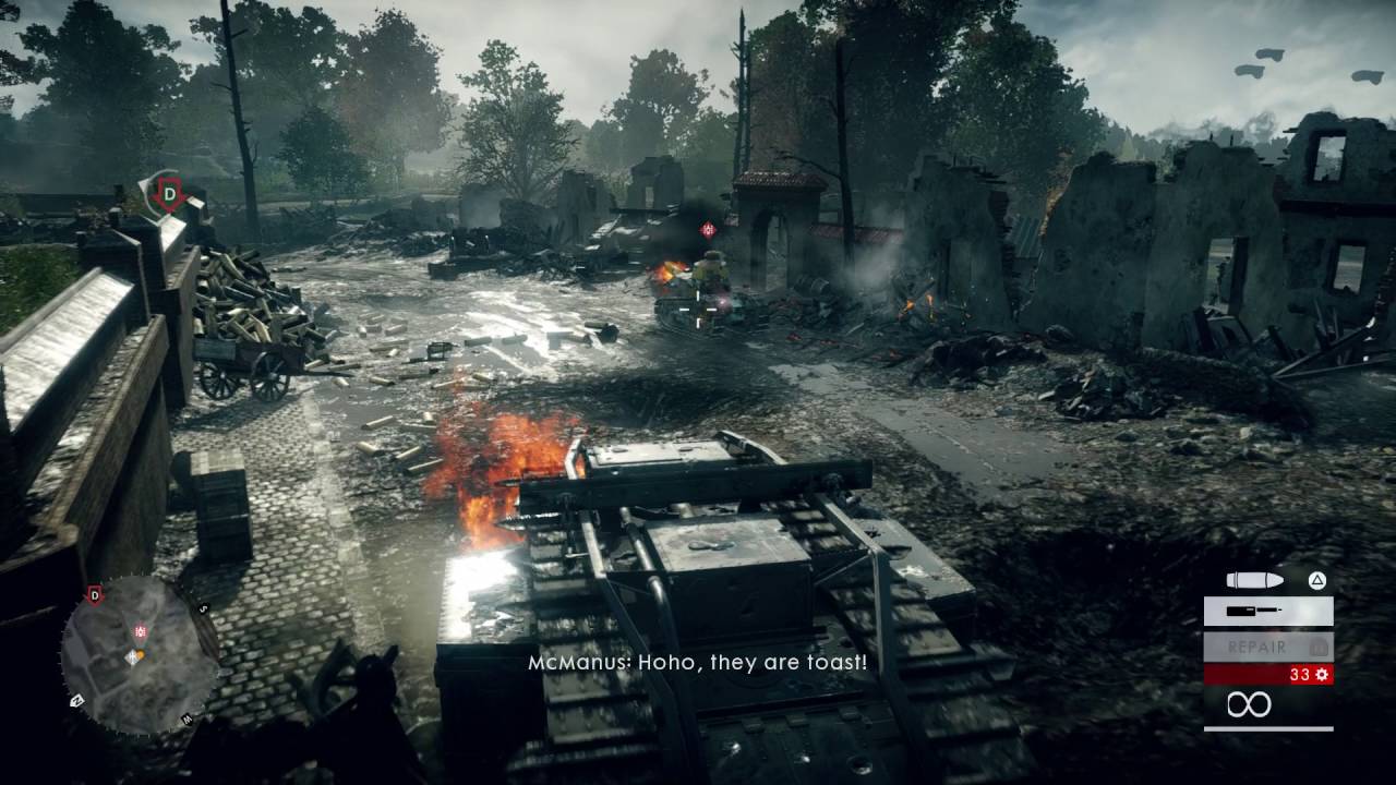 Battlefield 1 - Over the Top: Repair Tank Outside, Destroy Enemy Artillery, Capture Big Willy's Farm