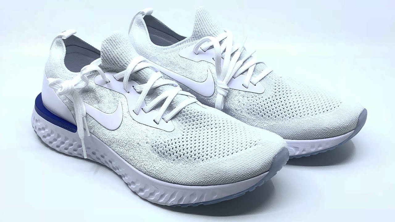 Nike Epic React Flyknit 👟 (White/Racer Blue/White)