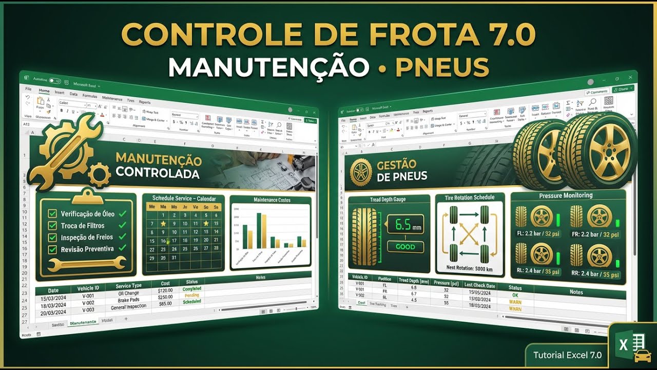 Planilha Controle de Frota 7.0 - Manutenção e Pneus