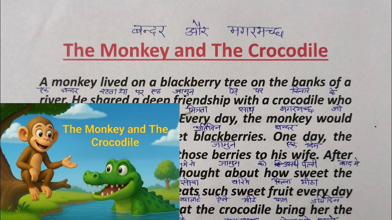 The Monkey and The Crocodile । बंदर और मगरमच्छ । Moral Stories । Explain by word to word । #viral 