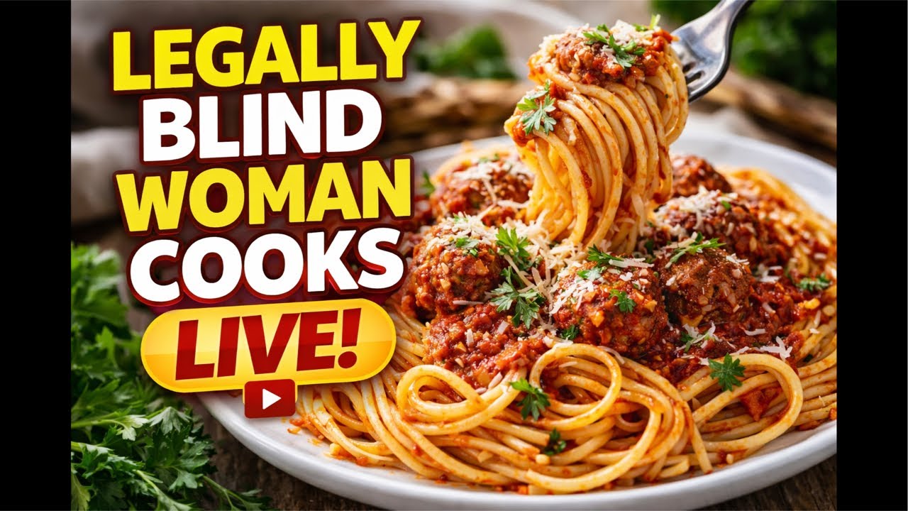 Low vision woman cooks live! ￼￼