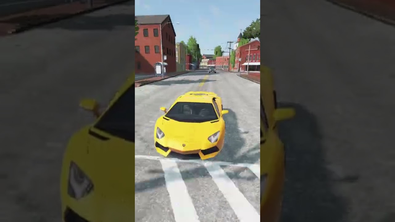 Lamborghini police  chain bollard crash 