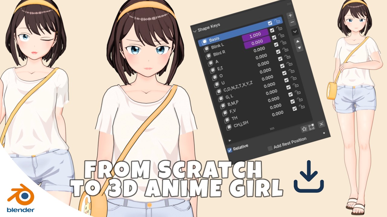 Modeling a Kawaii Anime Girl in Blender - Free Download