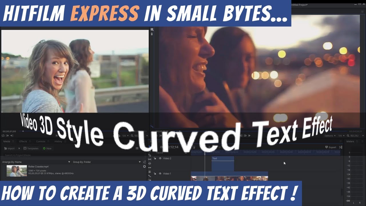 How to create a 3D style animated curved text effect in Hitfilm Express