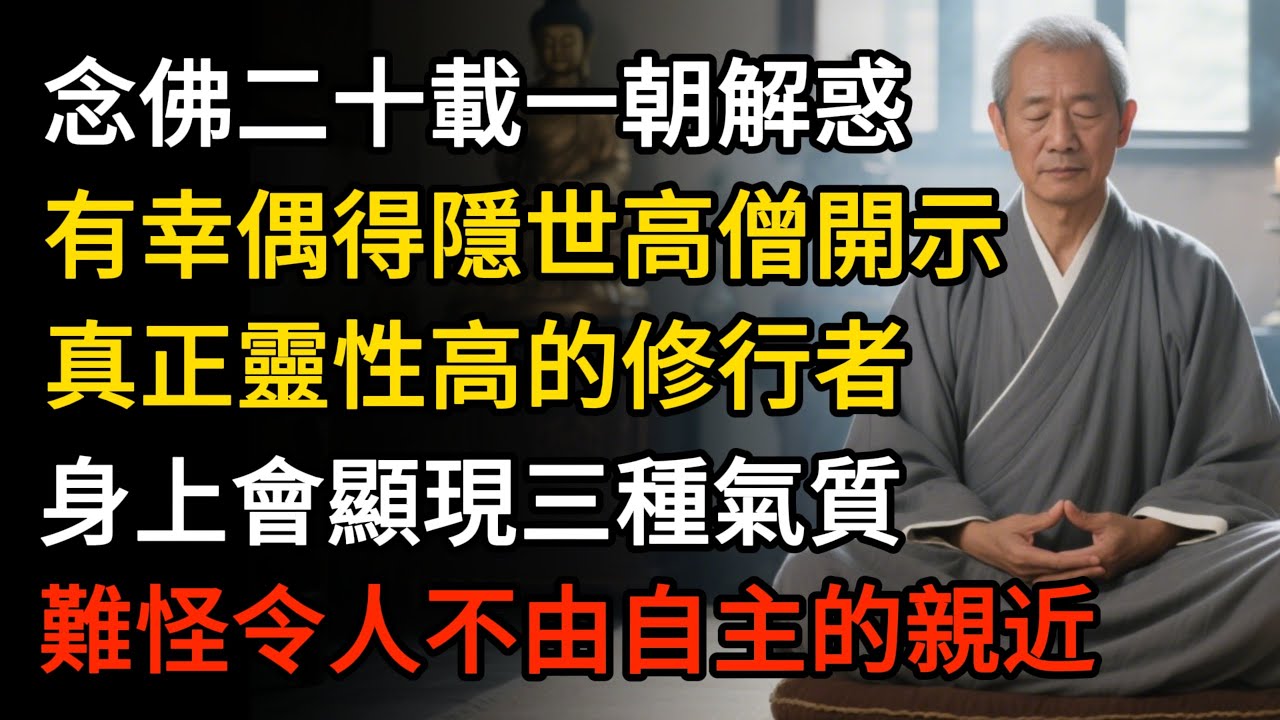 念佛二十載一朝解惑，有幸偶得隱世高僧開示：真正靈性高的修行者，身上會顯現三種氣質，難怪令人不由自主的親近 #佛教 #禪心之道 #佛家 #佛學 #佛法 #佛學智慧 #佛教文化 #佛學故事 #南無阿彌陀佛