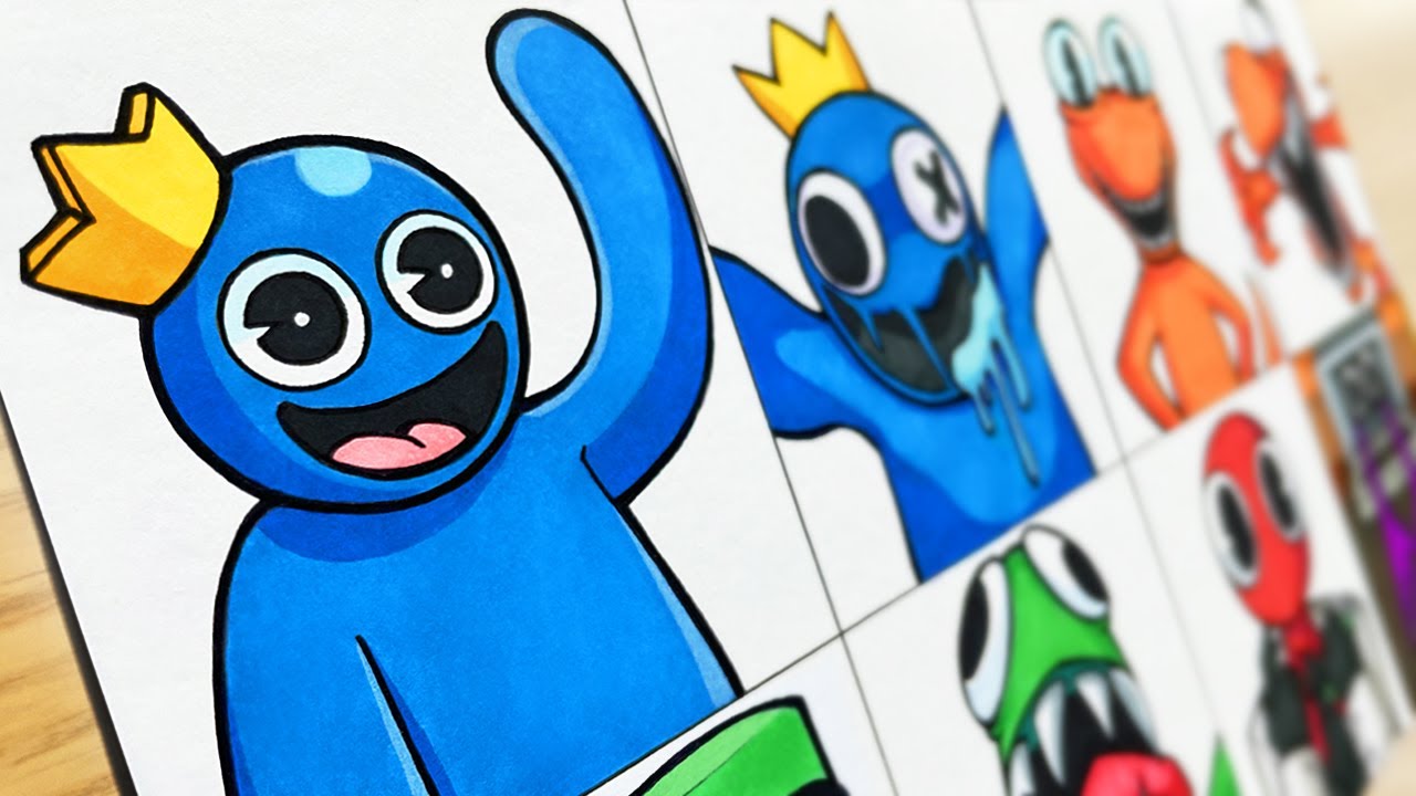 Drawing ROBLOX-Rainbow Friends OG vs Jumpscares/Drawing FNF Rainbow Friends concepts