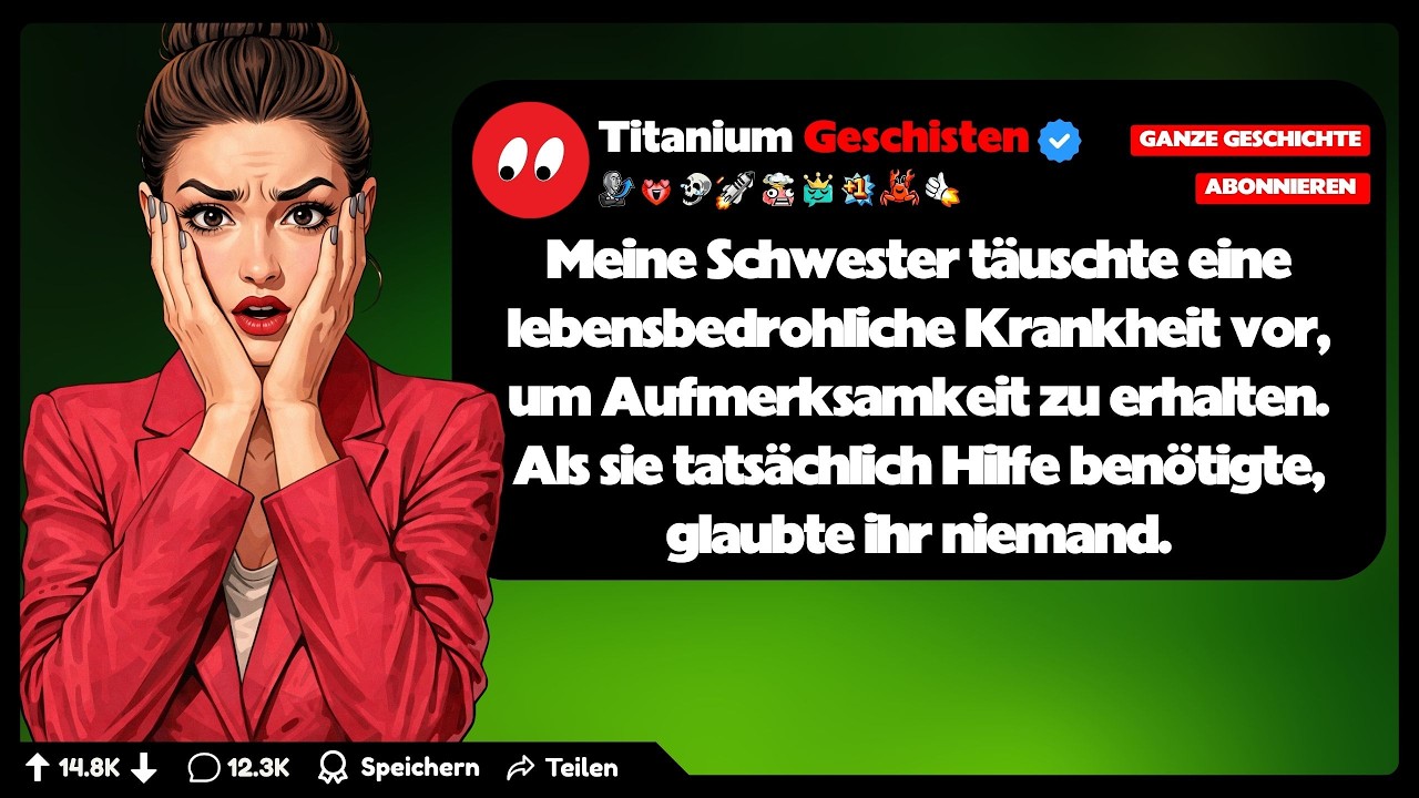 [GANZE GESCHICHTE] Meine Schwester täuschte eine lebensbedrohliche Krankheit vor, um Aufmerksamkeit.