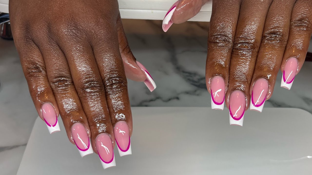 Achieve Perfect Nails: Acrylic Fullset with Double French Design