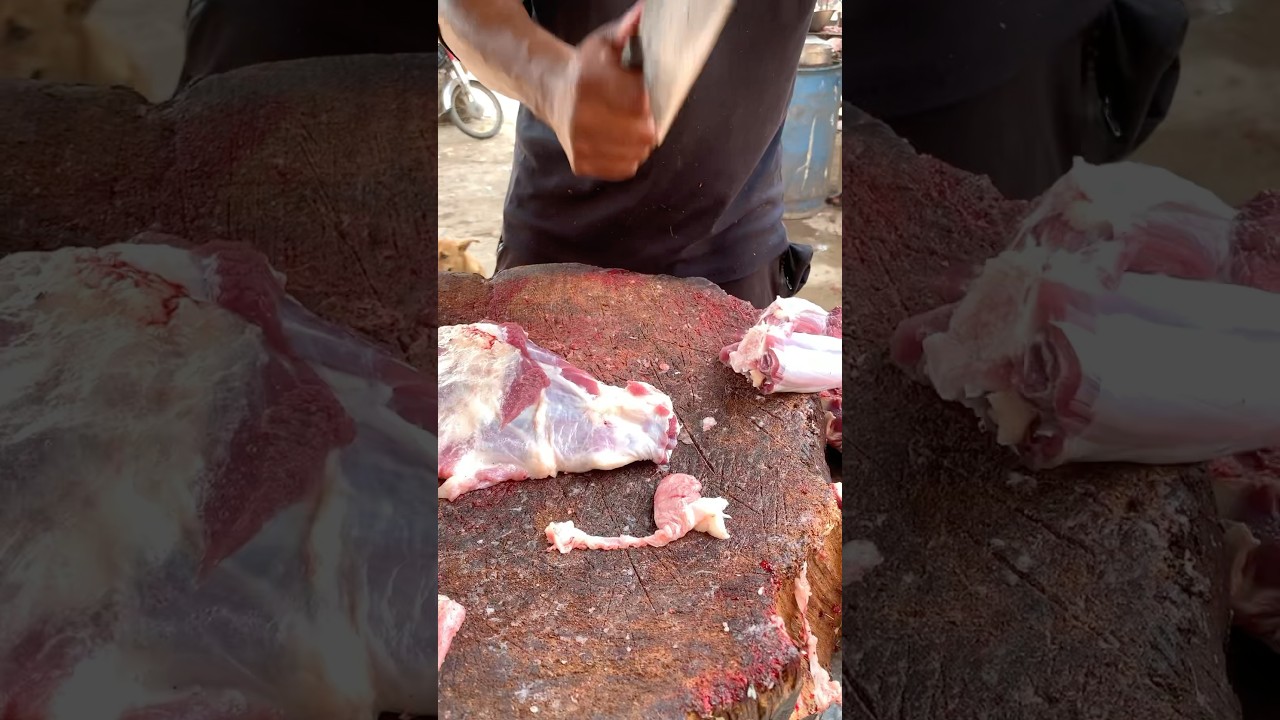 Goat front leg cutting #mutton #streetfood #meat