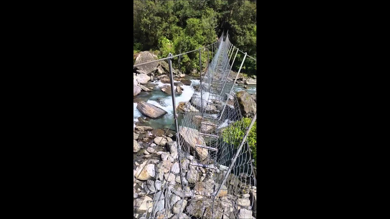 Swing bridge on the Copland Track in New Zealand