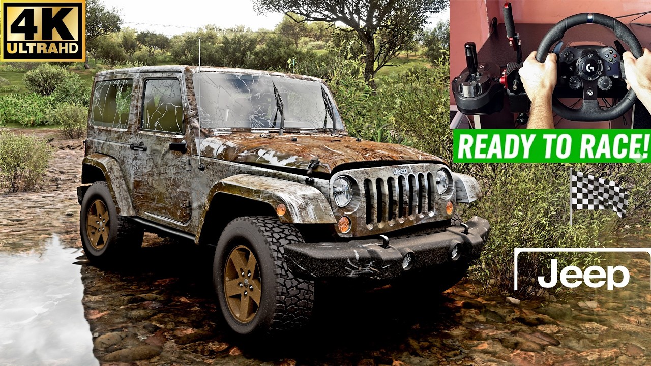 RESTORED & RACED! Jeep Wrangler Rubicon | Forza Horizon 5  Steering Wheel Gameplay