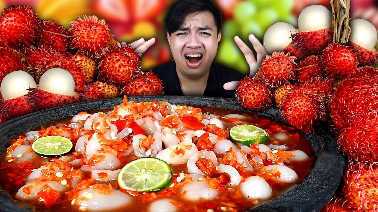 BIKIN NGILER 🥵 MUKBANG RUJAK RAMBUTAN SUPER PEDAS ASAM SEGEERR | RUJAK BUAH