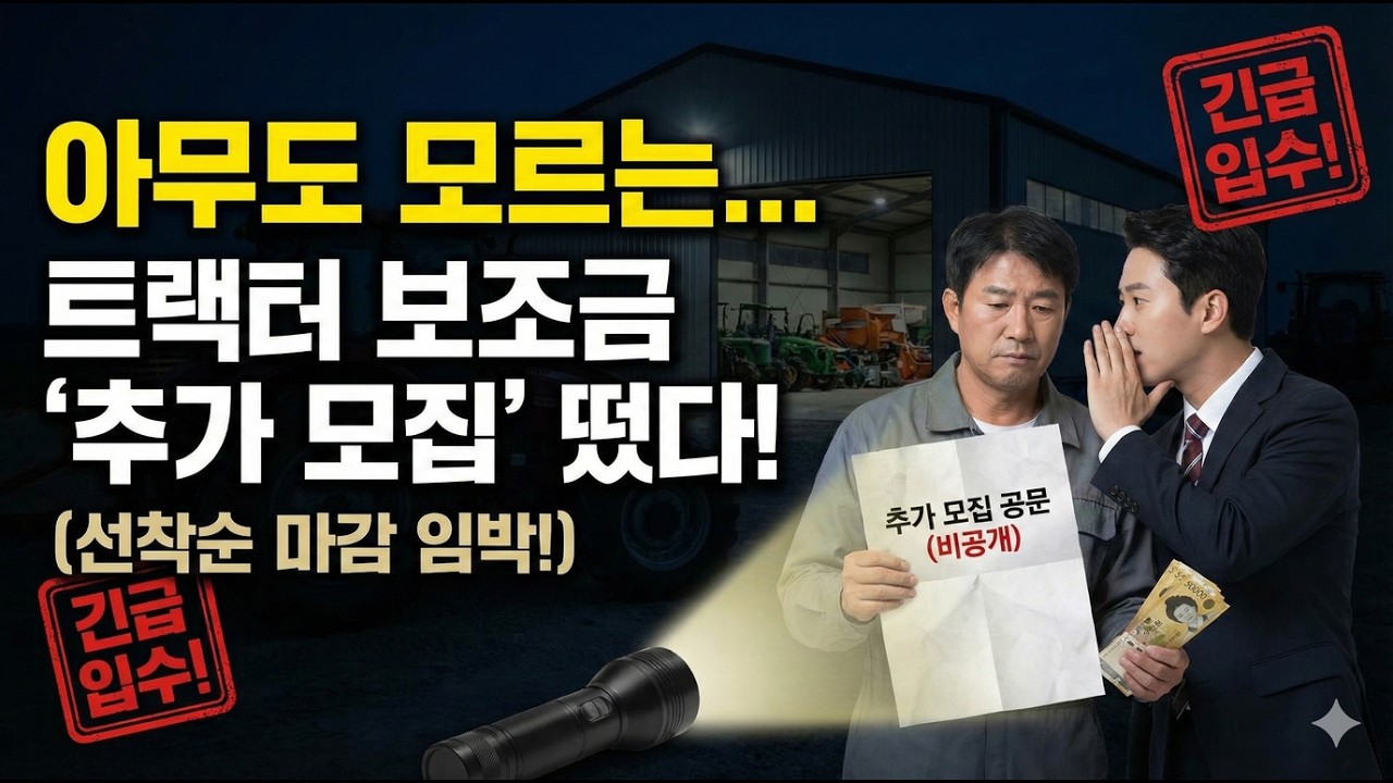 1월에 신청 안 하면 5,000만 원 날립니다. 2026 트랙터 보조금, 선착순 마감!