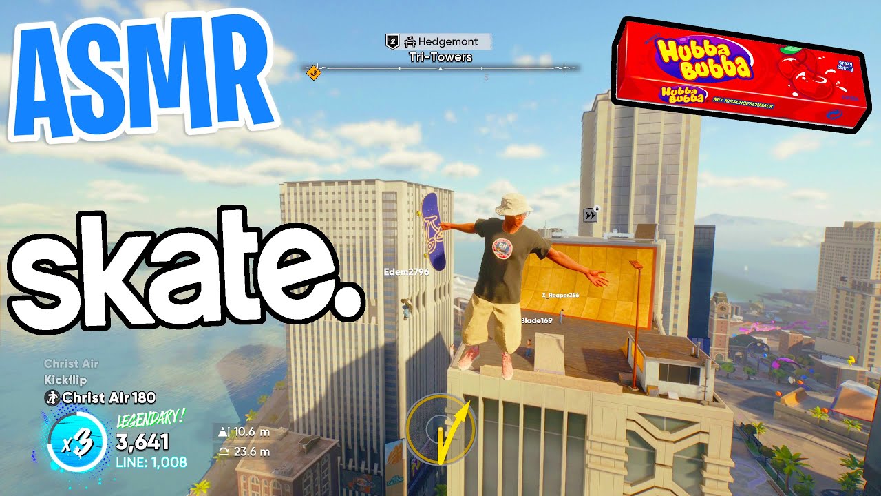 ASMR Gaming 😴 skate. Christ Air Trick Relaxing Gum Chewing 🎮🎧 Controller Sounds + Whispering 💤