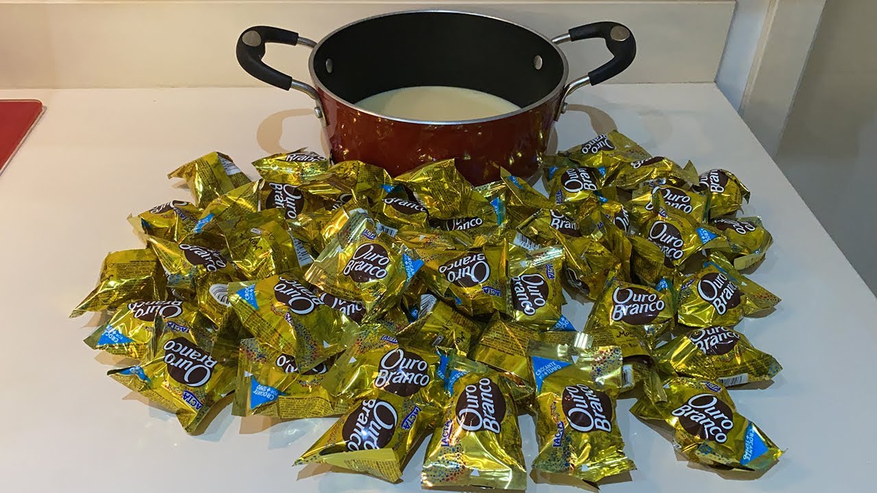 FIZ UM MEGA BRIGADEIRO COM MUITOS CHOCOLATES OURO BRANCO!! (Ficou muito bom?!)