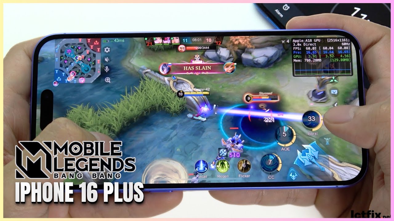 iPhone 16 Plus Mobile Legends Gaming test MLBB | Apple A18