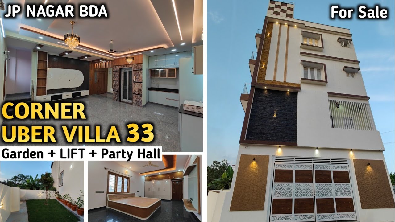 Угловая вилла Uber Villa 33 с садом и лифтом продается в районе JP Nagar, BDA.