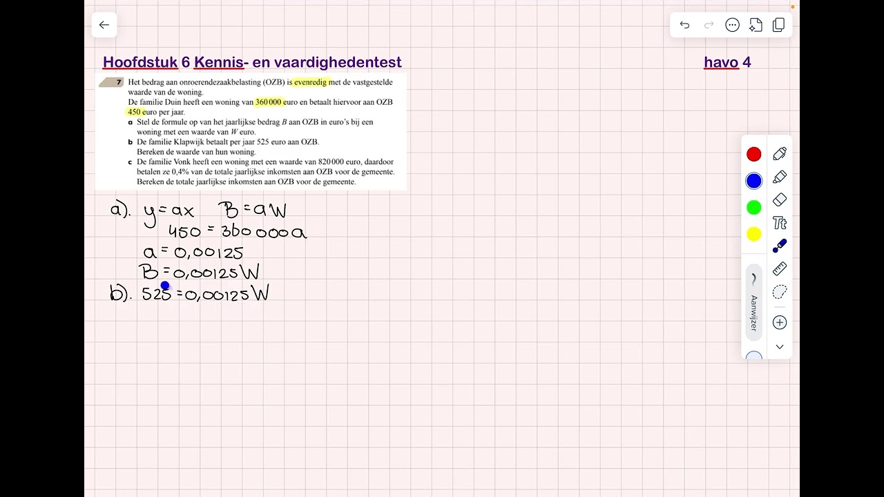 (Recht)evenredig uitleg - (Wiskunde A havo 4) H6 kennis- en vaardighedentest opd. 7